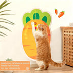 Adorable Carrot-Shaped cat Scratcher with wall-Mounted Design. Includes complimentary Mouse Toy for Play. Made of Felt Material—a Fun Gift and Perfect for Sharpening Claws