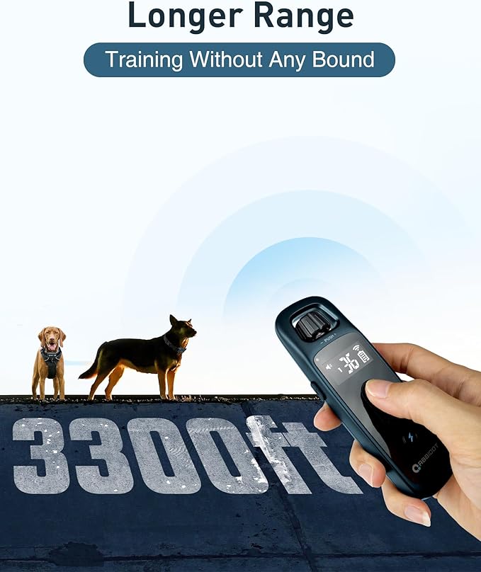 ABBIDOT Shock Collar for Dogs, 3300 FT Dog Training Collar with Remote, IPX7 Waterproof with 4 Training Modes, Rechargeable E-Collar for All Breeds (15-120 lbs)