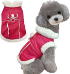 Jecikelon Bowtie Dog Cold Weather Coat Fleece Lining Warm Pet Puppy Turtleneck Dogs Winter Clothes for Small Dogs with D-Ring (Red, X-Small)