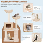 Tangkula Modern Cat Tree, 48 Inch Multi-Level Cat Tower with Sisal Scratching Posts, Cattail Fluff Condo & 2 Perches and Climbing Ladder, Aesthetic Cat Tree with Washable Cushions for Indoor Cats