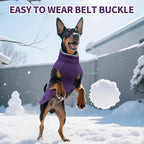 DENTRUN Winter Warm Dog Coat Reflective Jacket with Turtleneck for Cold Weather, Adjustable Buckle Windproof Water Repellent, Thick Snowsuit Fleece Vest for Small, Medium, Large Dogs, Purple, XXL