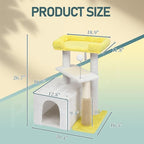 Cat Tree, Carpet Cat Tower for Indoors Cats, Cute Wood Kitty Condo with Scratching Post and Pad, Multi-Level Modern Activity Climbing Furniture for Small and Medium Cats (White)