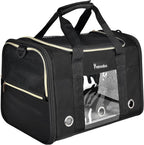 Petmolico Cat Carrier Soft-Sided Pet Bag for Small Medium Cats Puppies 16LBs - Airline Approved Pet Travel Carrier 3 Open Doors (Medium,Black)