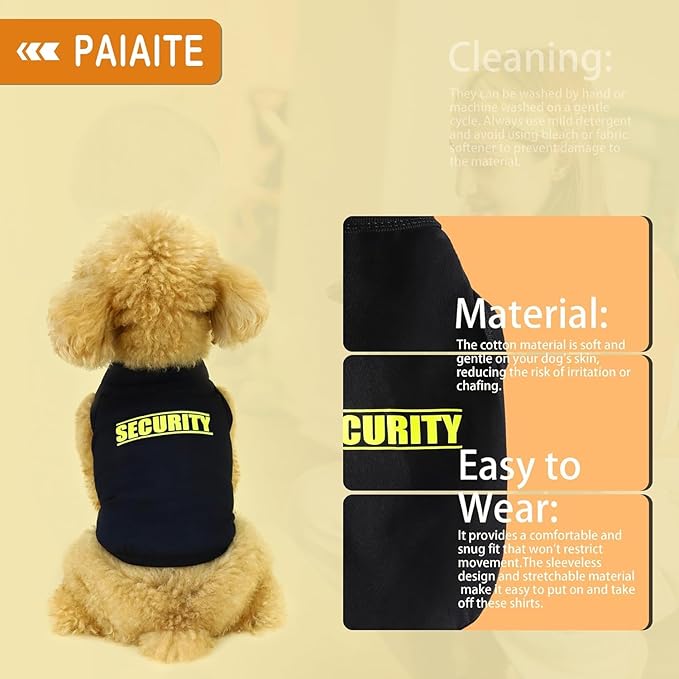 Discover Cozy Cotton Canine Wear: Soft, Lightweight, and Breathable Dog Shirt Vest with Eye-Catching Graphics(Security), Keeping Your Furry Friend Warm and Comfy! Grey XXS