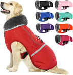 QBLEEV Warm Dog Coat Reflective Dog Jacket, Waterproof Dog Winter Coat Turtleneck Dog Clothes for Cold Weather, Thick Fleece Dog Snowsuit Christmas Dog Vest Pet Apparel for Small Medium Large Dogs 3XL