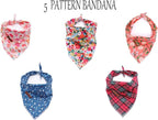 Elegant Little Tail Christmas Bandana 1PCS Plaid Pet Bandana Washable Reversible Cotton Boy Bibs Scarf, Adjustable Square Kerchief for Small to Large Dogs and Cats