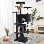Cat Tree 70 Inches Cat Tower for Indoor Cats Multi-Level Cat Condo with Litter Box Enclosure,Scratching Posts for Indoor Cats (Dark Gray)