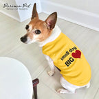 Parisian Pet Dog Shirt – 100% Cotton Small Dog Big Heart Shirts for Large Dogs – Yellow Sleeveless Puppy Clothes – Breathable Dog Clothes – Summer Pet Apparel - Stretchable Tshirts for Dogs