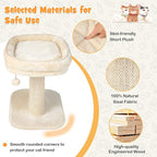 Tangkula Cat Tree for Indoor Cats, 2-Tier Cat Tower with Top Perch & Sisal Scratching Panel & Jingling Fur Ball Toy, Cozy Cat Bed with Scratching Post, Modern Small Kitten Activity Center (Beige)