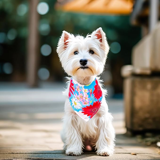 10PCS Big Dog Bandanas Floral Spring Flowers for Large XL Breed Dog Pink Purple Yellow Pattern Kerchief Triangle Bibs Head Scarves for Boys and Girls Grooming Accessories Costume