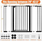 keny 36" Extra Tall Baby Gate for Stairs, 29"-42.5" Wide Auto Close Dog Gate, Pressure Mounted Easy Walk Through Pet Gate for Doorways, Durable Safety Stair Gate, Black