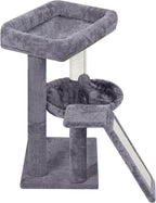 YOUPET Cat Tree with Cat Scratching Post for Indoor Cats, Cat Tower with Scratching Board and Playful Toy Balls, Cat Tree Tower with Cozy Hammock,Grey