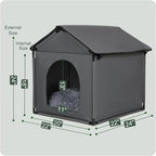 Large Cat & Small Dog House Soft Indoor (Int 22x20x18in/Ext 24x22x24in) for Ragdolls, Small French Bulldog, Welsh Corgi, Mini Schnauzer, Small Pet House with Soft Cushion, Oxford Fabric, Gray