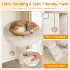 PETSITE 52-inch Cat Tree, Multi-Level Cat Tower with Sisal Scratching Posts, 2 Comfy Condos, Plush Padded Soft Top Perch, Dangling Balls, and Climbing Ladder, Ideal for Indoor Cats (Beige)