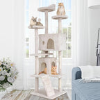 Cat Tree with Scratching Post,Cat Tower House for Indoor Large Adult Cats Kittens,21" Multi-Level Activity Cat Cando Furniture,Beige
