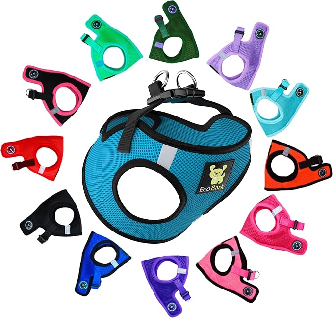 EcoBark Step in Dog Harness Reflective Soft Ultra Padded Mesh Dog Harnesses for XXS, XS, Small, and Medium Dogs Eco-Friendly Comfort Secure Halter No Pull Adjustable Pet Vest