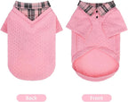 SCENEREAL Dog Sweaters for Small Medium Dogs, Pet Hoodie Sweatshirts Winter Knitted Pullovers with Fashion Shirt Collar, Puppy Clothes Cold Weather Coats, Pink L