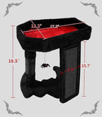 Gothic Cat Tree Tower with Coffin Cat Bed for Indoor Cats, Halloween Spooky Cat Scratcher,Goth Cat Tree with Sisal Scratchig Post and Spider Dangling Toys,Black with Red