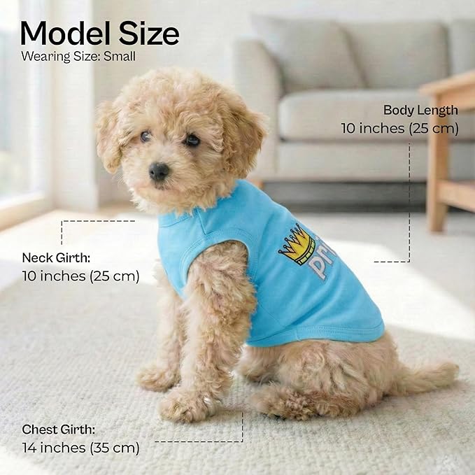 Parisian Pet Dog Shirt – 100% Cotton Shirts for Small Dogs – Blue Sleeveless Puppy Clothes – Lightweight and Breathable Dog Apparel – Boy Dogs Clothes - Stretchy Pet T Shirts