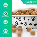 30 Pieces Disposable Dog Bowls 12 oz Small Pet Feeding with Printed Pattern Dishes for Small Pet Paper Food Travel Bowls for Feeding Dogs and Cats Puppies Dry Wet Food Water