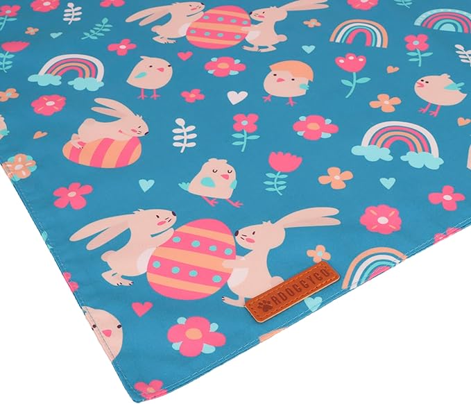 ADOGGYGO Easter Dog Bandanas, Rabbit Carrot Pet Scarf, Multi Size Offered, Orange Blue Easter Bandana for Medium Large Dogs Pets (Large)