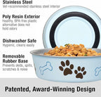 Loving Pets Bella Dog Bowls- Stainless Steel Dog & Cat Bowls - Spill Proof Dog Food Bowl, Cat Bowl, Puppy Essentials & Pet Supplies Great for Home & Travel (Large 35-65 lbs, Murano Blue)
