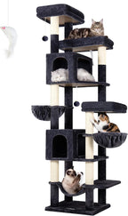 Globlazer 82 Inch Cat Tree for Large Cats, Multi-Level Tall Cat Tower for 4+ Cats with 2 Condos & 3 Perches, Stable No-Wobble Large Base, Space-Saving Corner Furniture, F82B, Dark Gray