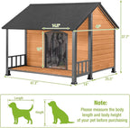 GUTINNEEN Heated Dog House Outdoor for Winter, Extra Large Dog Kennel with Metal Frame for Large Breeds, Insulated Dog Shelter with Heated Pad and Insulated Liner, Waterproof Asphalt Roof, Large Porch