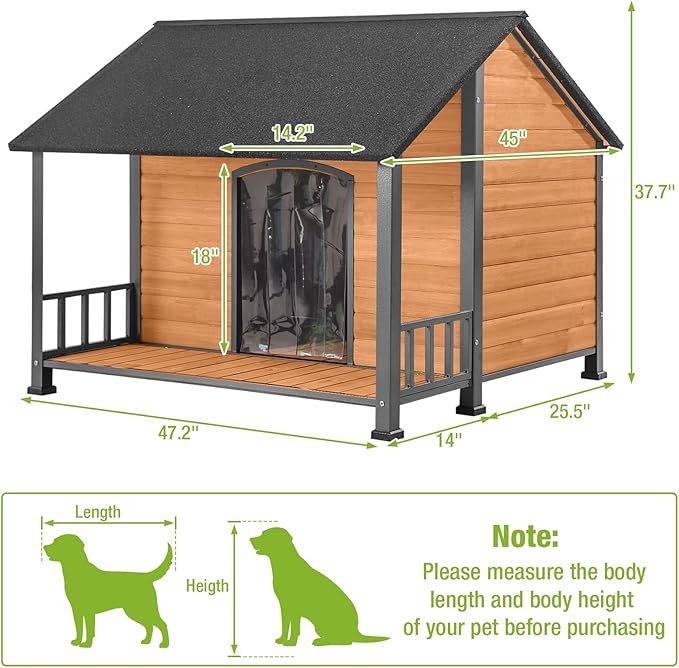 GUTINNEEN Heated Dog House Outdoor for Winter, Extra Large Dog Kennel with Metal Frame for Large Breeds, Insulated Dog Shelter with Heated Pad and Insulated Liner, Waterproof Asphalt Roof, Large Porch