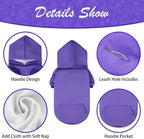 KOOLTAIL Dog Hoodie for Large Medium Small Dogs,Soft and Warm Pet Sweater with Leash Hole and Pocket Boy Girl,Puppy Fall Winter Jacket Clothes,French Pitbull Cold Weather Coat Sweatshirt,Purple SM