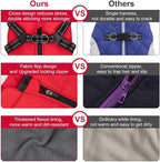 Warm Dog Winter Coat, Fashion Sports Dog Cold Weather Jacket with Built-in Harness, Reflective & Adjustable Comfortable Pet Vest, Windproof Apparel for Small Medium Large Dogs (Red)