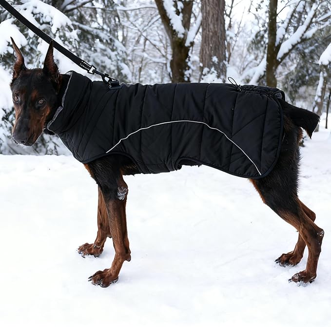 Dog Coats for Medium Large Dogs, Winter Puffer Jacket Waterproof, Warm Fleece Dog Vest with D-Ring, Drawstring & 2 Hidden Elastic Bands, Quilting Large Pet Warm Jackets for Cold Weather