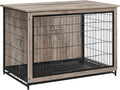 Feandrea 44.1" Dog Crate Furniture, Indoor Dog Cage Side End Table, XL Pet Wood Kennel for Large and Medium Dogs up to 80 lb with Multi-Purpose Removable Tray, Double-Door Pet House, Greige