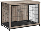 Feandrea 44.1" Dog Crate Furniture, Indoor Dog Cage Side End Table, XL Pet Wood Kennel for Large and Medium Dogs up to 80 lb with Multi-Purpose Removable Tray, Double-Door Pet House, Greige