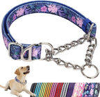 Martingale Dog Collar for Medium Dogs,Heavy-Duty Collar with No Buckle Adjustable Reflective Strap & Chain Martingale Collar for Training & Walks (Boho M)