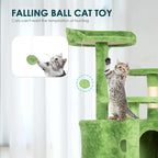 Cat Tree 53 inches Cat Tower for Indoor Cats Cat House with Replaceable and Removable Dangling Ball Cat Trees and Towers with Funny Toys, Green