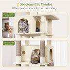 Globlazer Cat Tree for Indoor Cats Large Adult, 74in Tall Cat Tower with Scratching Post, Heavy Duty Cat Tree Tower with 2 Spacious Caves, Oversized Top Perch, Big Hanging Basket, F74B, Beige