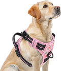 PUPTECK No Pull Tactical Dog Harness for Large, Adjustable Reflective Dog Harness with Handle Easy Control, Comfortable Soft Padded Pet Vest Harness for Large Dogs, Pink Flowers L