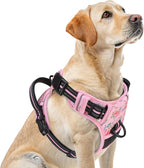 PUPTECK No Pull Tactical Dog Harness for Large, Adjustable Reflective Dog Harness with Handle Easy Control, Comfortable Soft Padded Pet Vest Harness for Large Dogs, Pink Flowers L