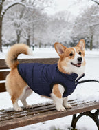 AURUZA Dog Winter Coat, Warm Waterproof Dogs Jacket Small Pet Vest for Medium Dogs Windproof Pet Fleece Vest Snow Jacket for Cold Weather(Navy Blue,XL)