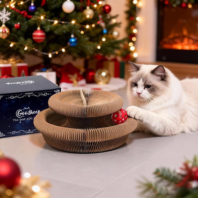 Kitty Kurlz Accordion Magic Organ Cat Scratcher Toys for Indoor Cats - Cardboard Cat Scratching Board Ball Scratcher Pad 1 Pack