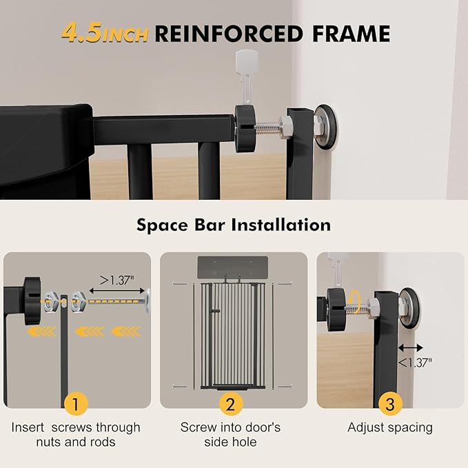 Snagle Paw Extra Tall Cat Gate with Acrylic Top Panel，30-40.6" Wide Adjustable Pet Gates, Pressure Mounted, No-Drill Easy Install,Tall Cat Gate for Doorways,Stairs,Kitchen 77"