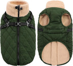 Queenmore Dog Winter Jacket, Dog Coats for Large Dogs, Warm Cozy Pet Jacket Winter with Harness Built in, Waterproof Pet Snow Jacket, Thick Fleece Lining Snowsuit for Large Dogs, ArmyGreen L