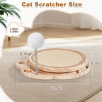 Cat Scratcher-Cat Interactive Toys, Ball Track Toy with Sisal Scratching Pad, 6 Track Balls & 1 Spring Ball – No Assembly Cat Toys and Balls Activity Center for Indoor Cats