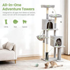 Cat Tree Tower for Indoor Cats Large Adult - 65 inch Extra Tall Cat Condo Trees with Scratching Post Hammock Perch - XL Sturdy Big Heavy Duty Multi Level Cat House Towers - Kitty Climbing Furniture