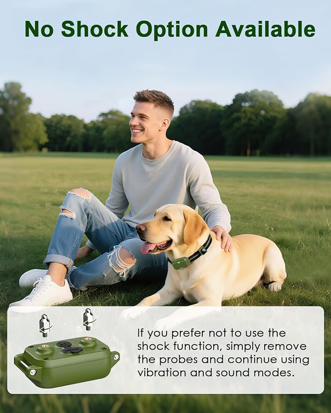 Shock Collar for Dogs, IP67 Waterproof Dog Training Collar with Remote Control, 3 Modes: Beep, Vibration, Safe Static, Rechargeable Adjustable for 15-110lbs Medium Large Dogs