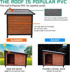 45.7" Extra Large Dog House Outdoor Weatherproof PVC sloped Roof Dog House Indoor Wooden Dog Houses for Large Dogs Outside Thickened Base Plate Winter Dog Kennel
