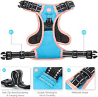 PHOEPET 2019 No Pull Dog Harness Medium Reflective Front Clip Vest with Handle,Adjustable 2 Metal Rings 3 Buckles,[Easy to Put on & Take Off](M, Blue)