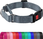 Joytale Martingale Collar for Dogs, Reflective Heavy Duty for Safety, Quick Release Buckle, Adjustable Nylon Collars for Large Dogs Walking Training, Gray,L