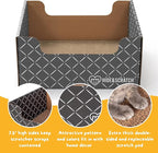 Hide & Scratch Cardboard Cat Scratcher Box & Bed - Dark Grey Diamond | Double-Sided Corrugated Pad for Indoor Cats | Refillable Scratching Board Toy for Play & Furniture Protection